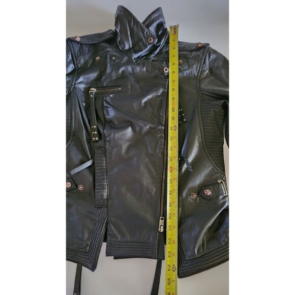 Harley Davidson Jacket Womens Medium Black Leather Zippers Pockets Studded New - Picture 13 of 16